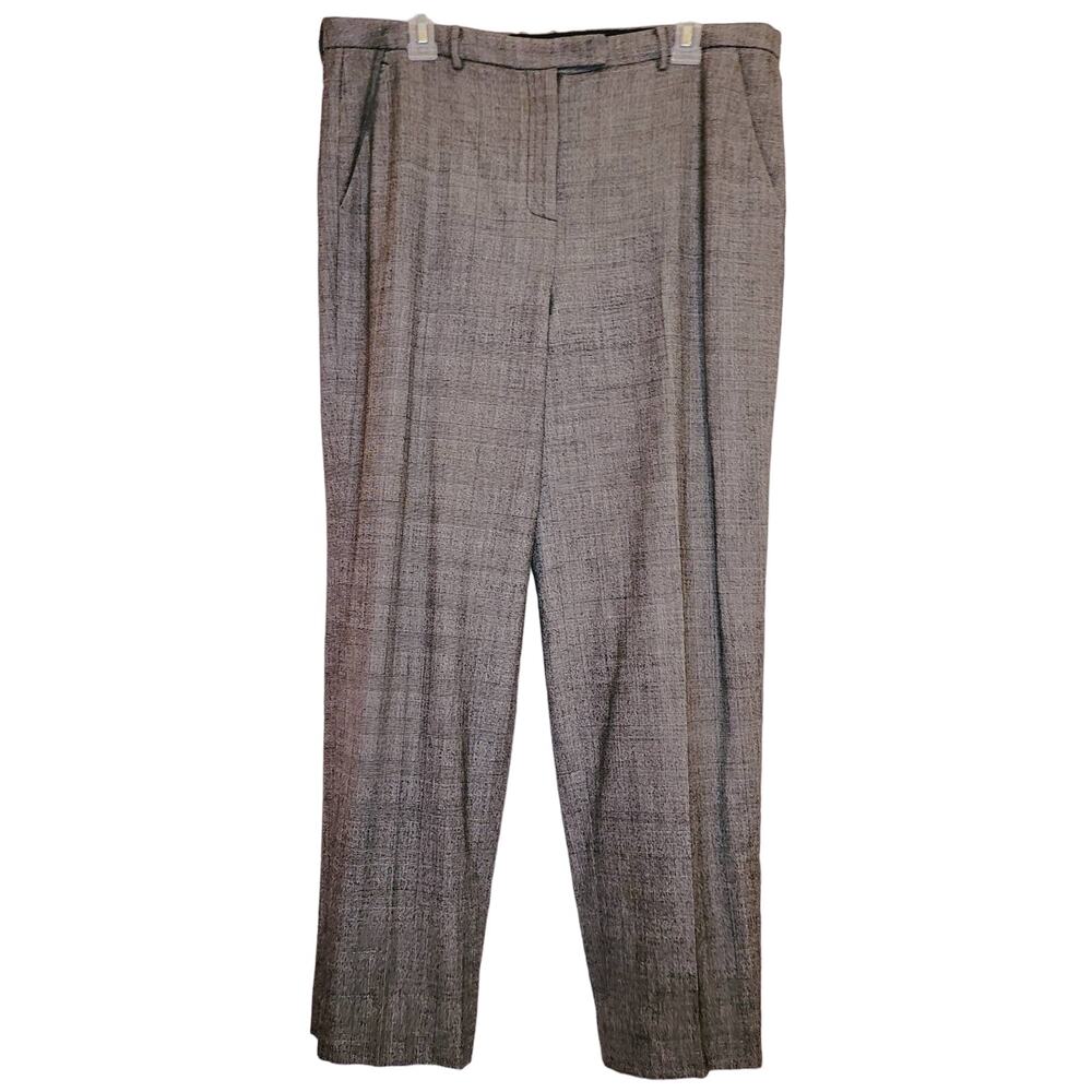 Elie Tahari womens grey houndstooth loose fit trouser pants preppy academia SZ 8